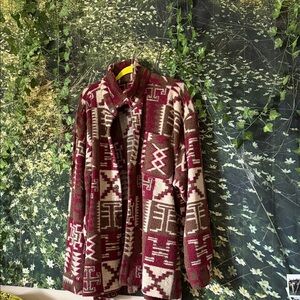 True Grit Burgundy and Cream Patterned Jacket
